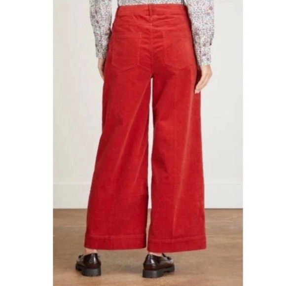 ANN MASHBURN Wide Leg Cropped Corduroy Pant Rust Stretch - Picture 3 of 11